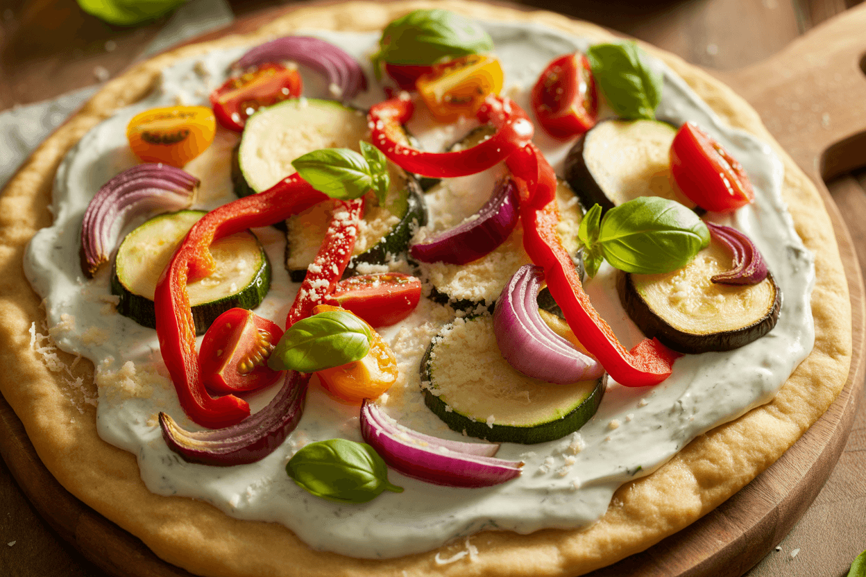 White Sauce Veggie Flatbread