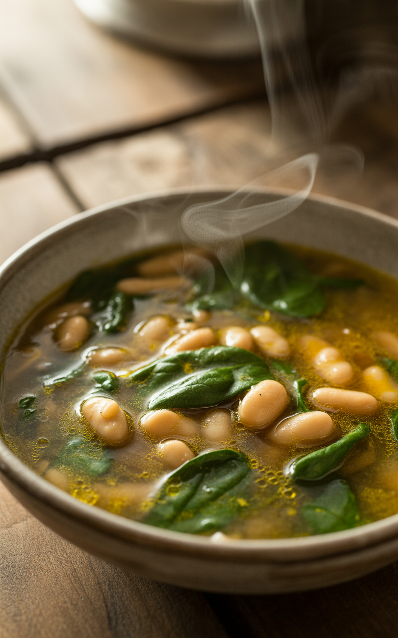 Soft And Savory Spinach & White Bean Soup