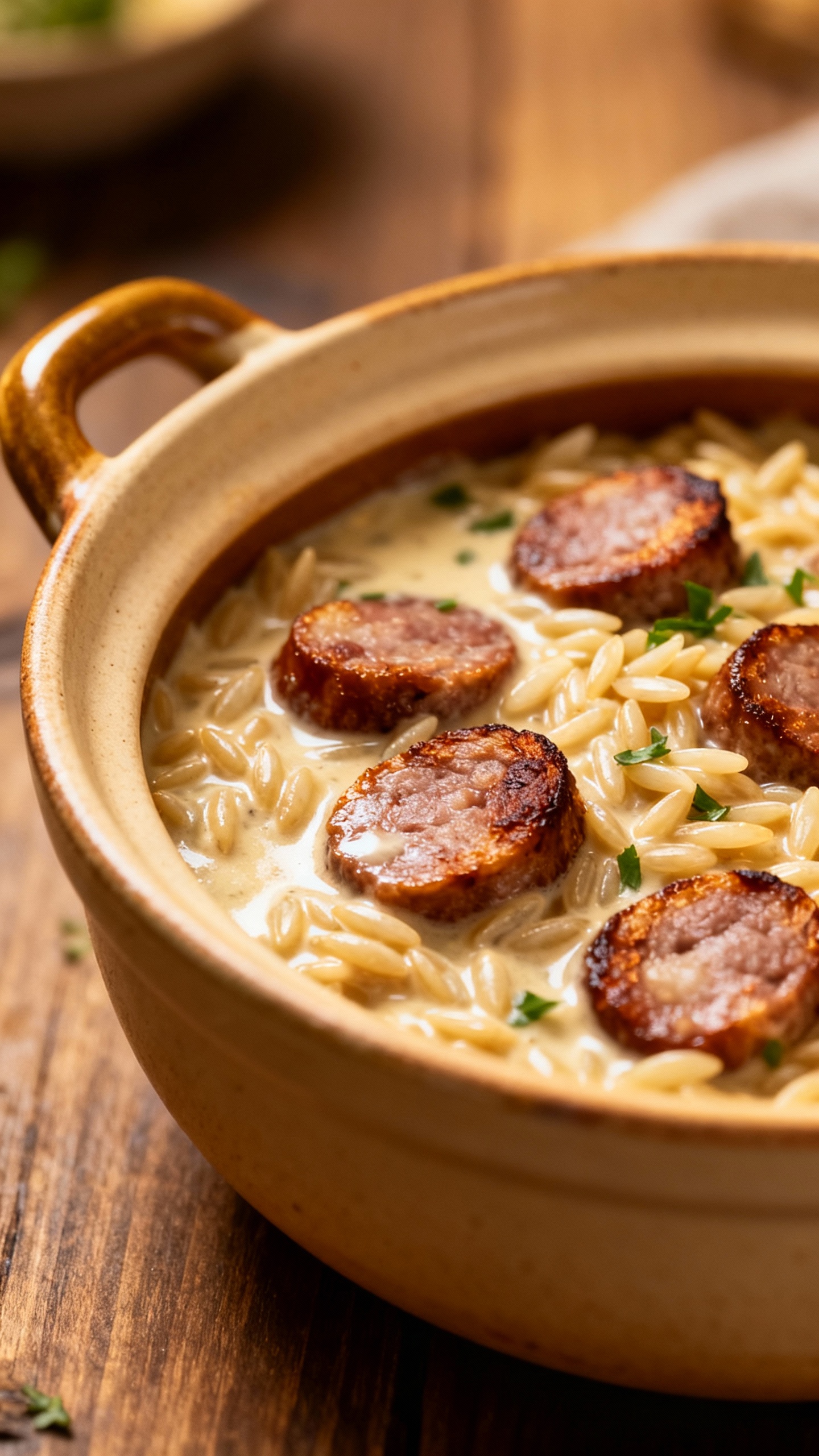 One-Pot Creamy Sausage and Orzo Dinner