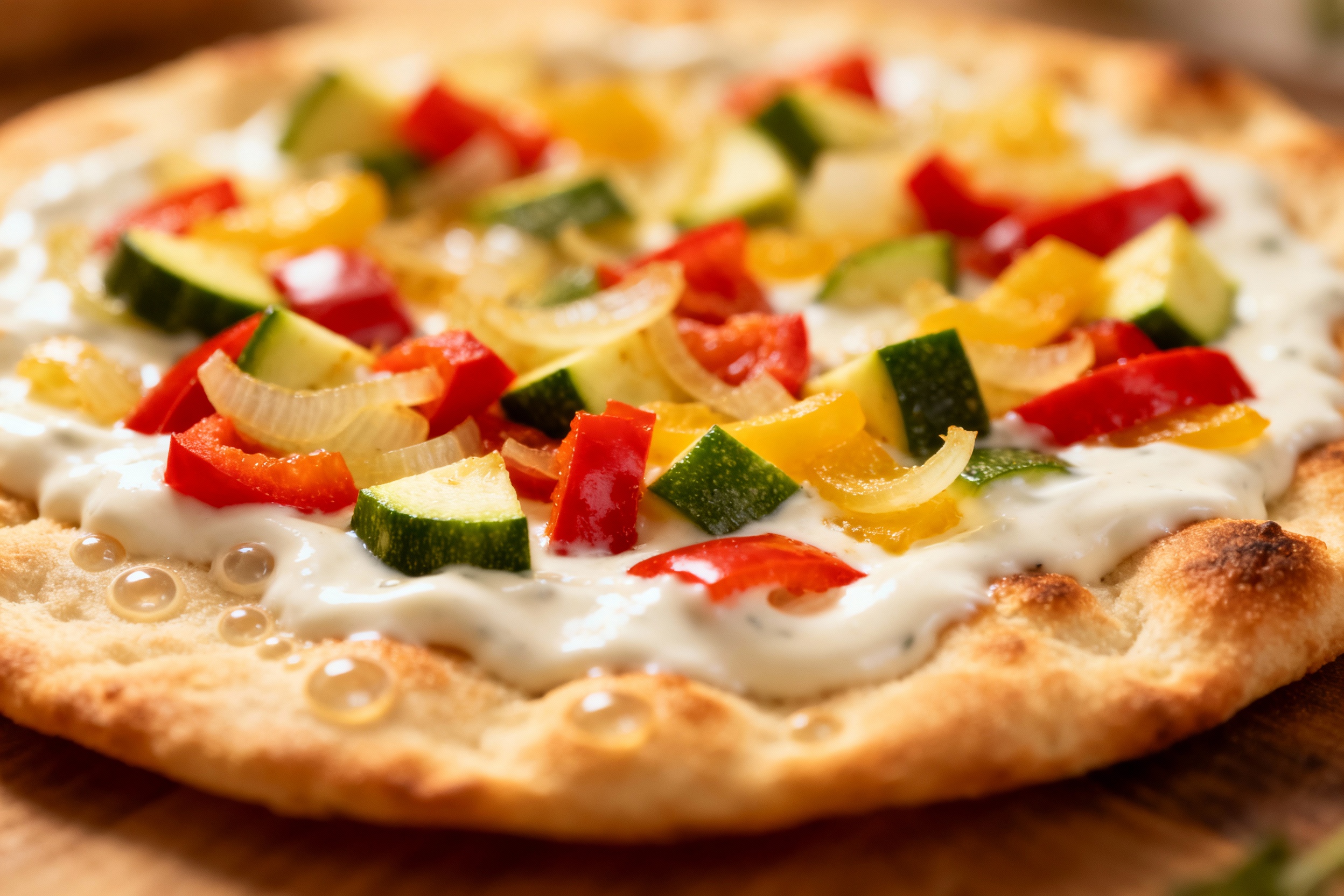 White Sauce Veggie Flatbread Dinner