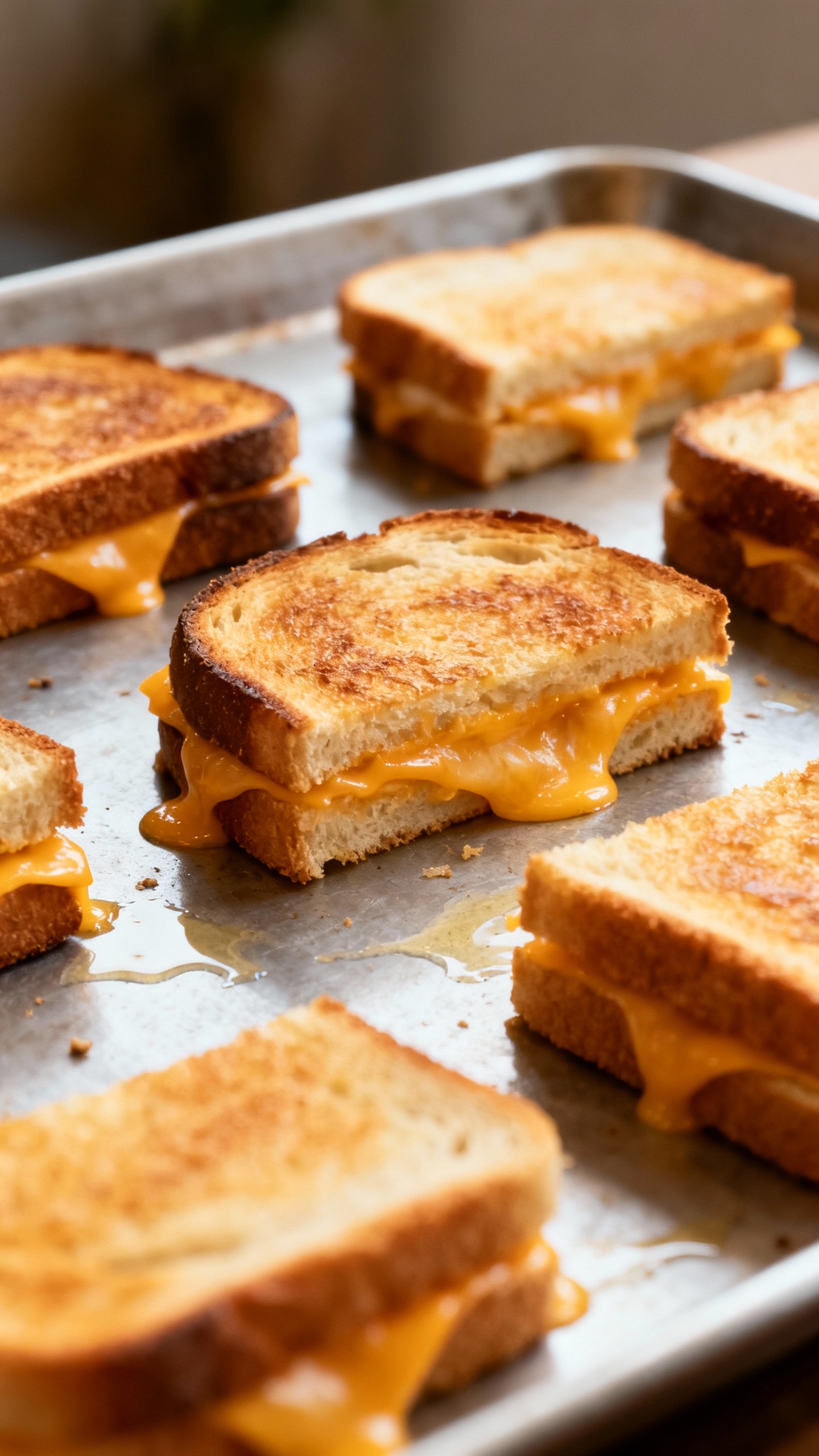 family-style toasted sandwiches on sheet pan, minimal cleanup