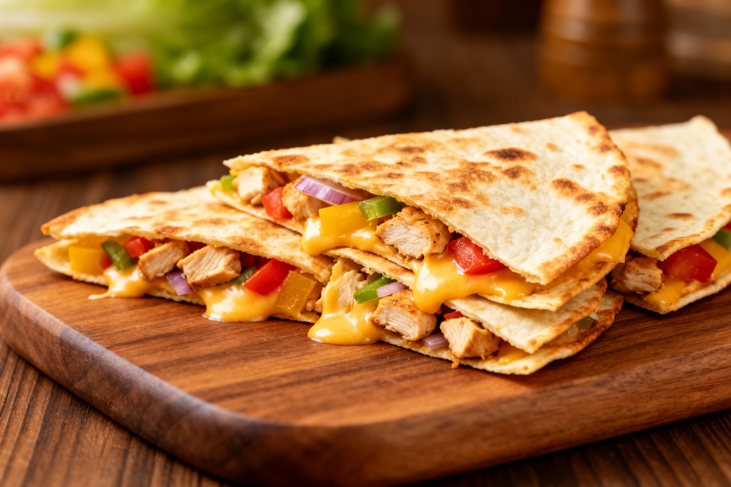 Chicken and veggie quesadillas