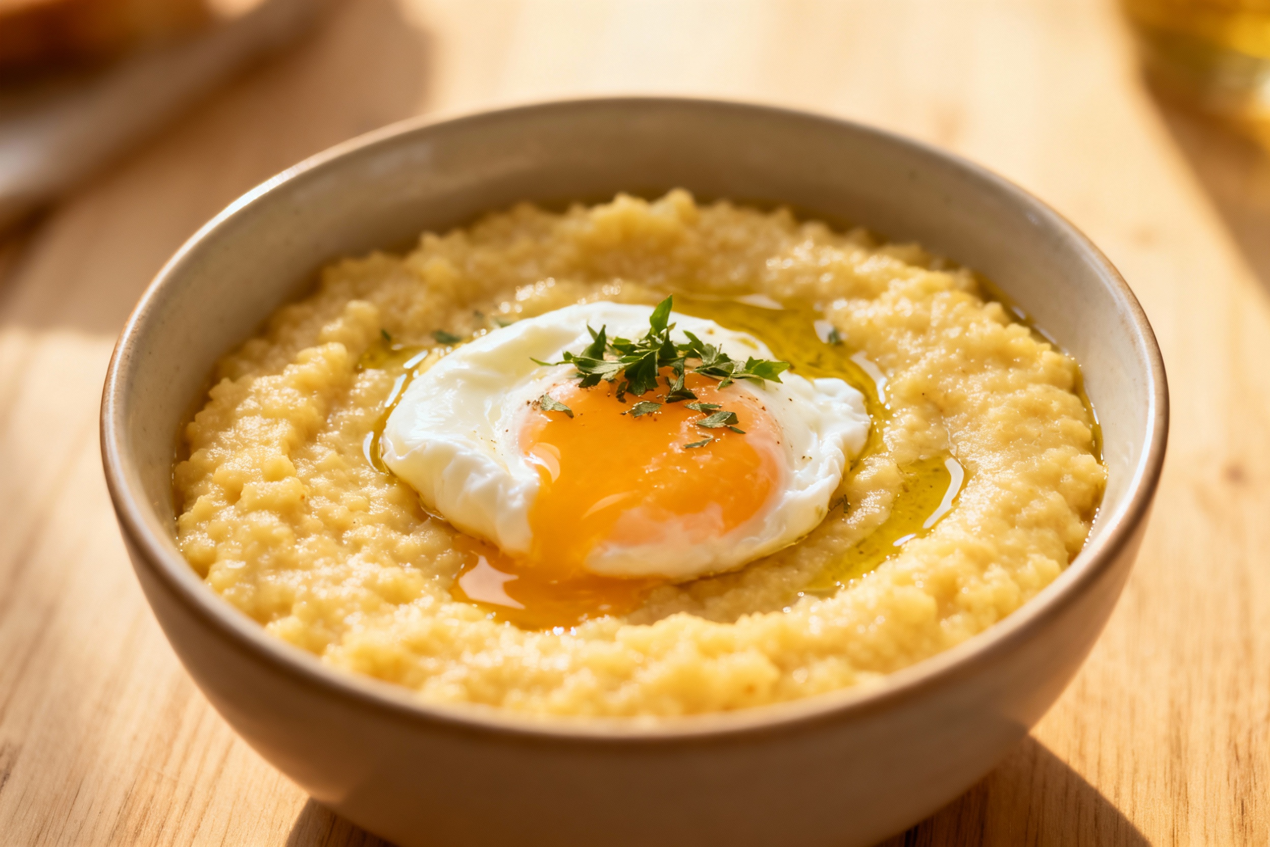 Creamy Breakfast Polenta with Eggs