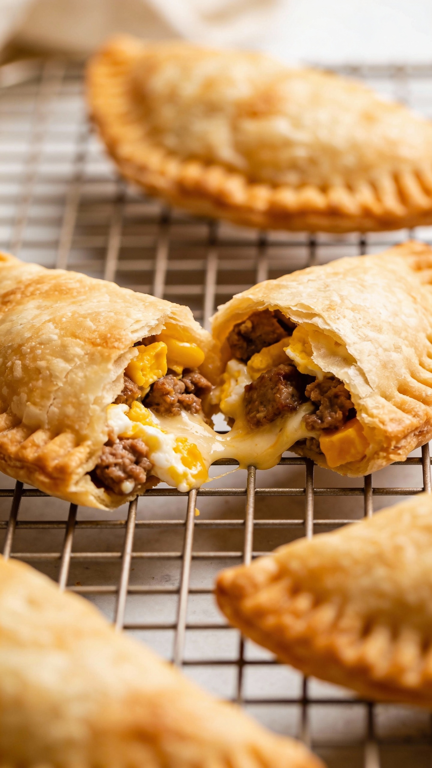 sausage egg and cheese hand pies on cooling rack