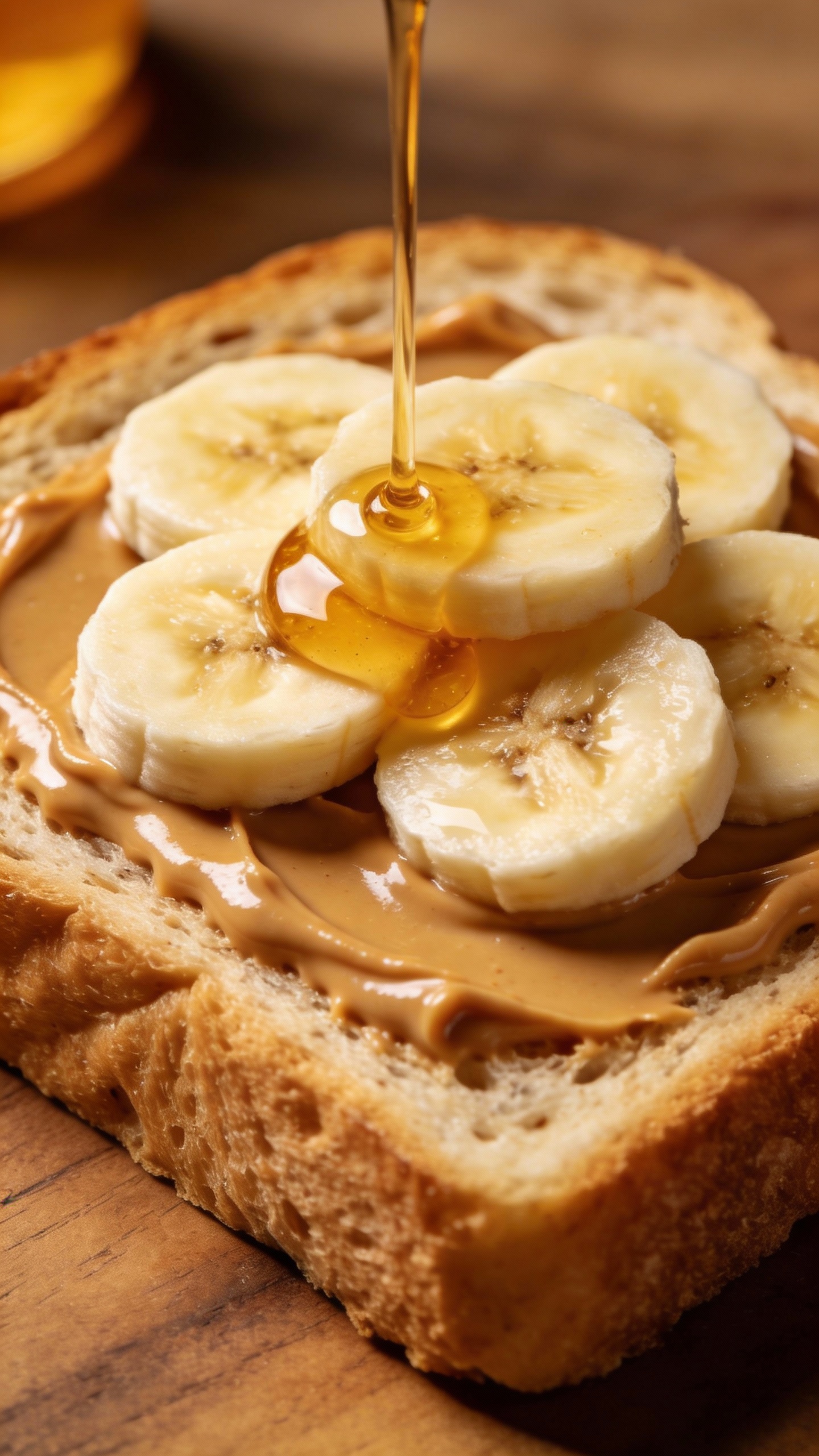 peanut butter banana toast on sourdough, drizzle honey
