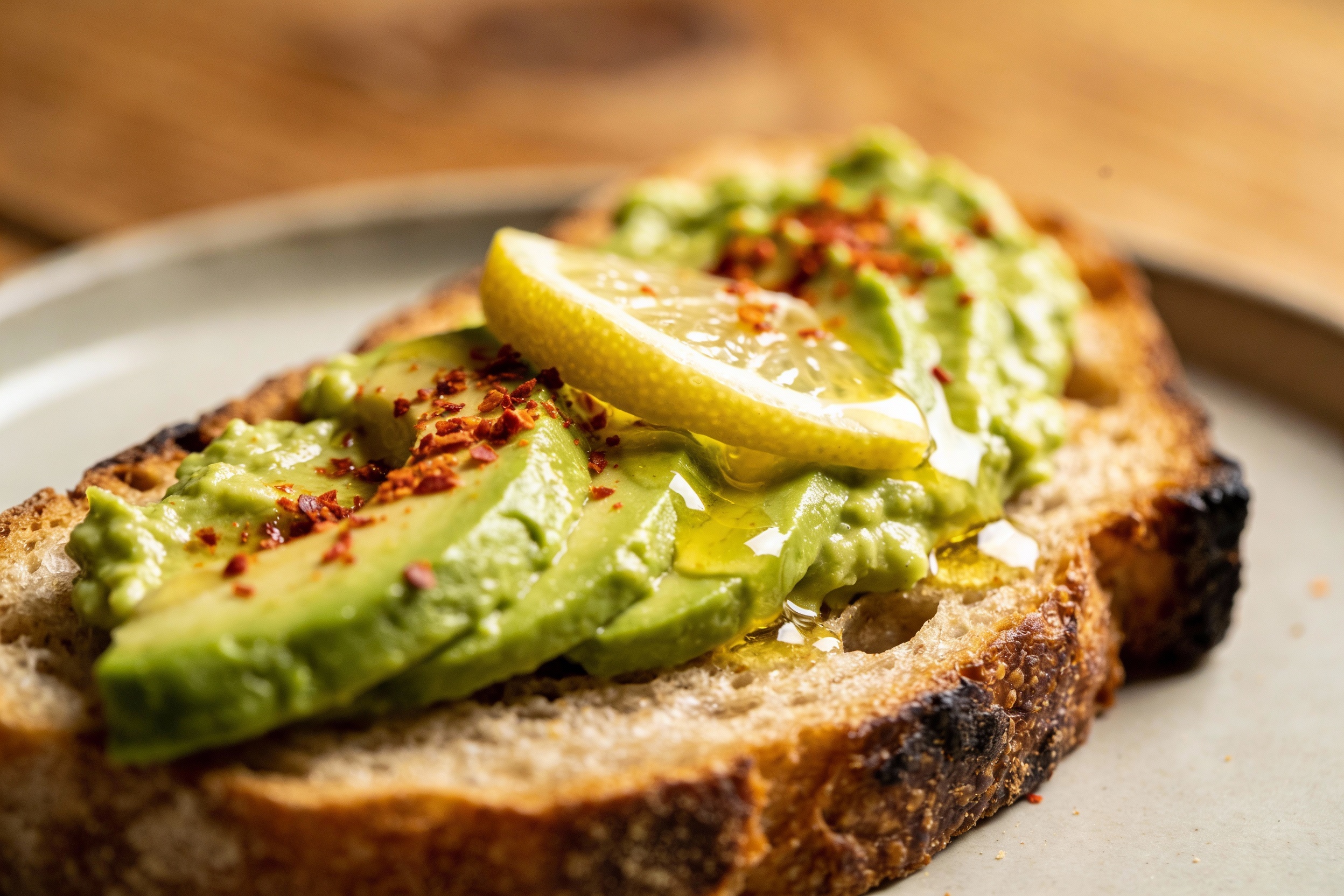 Creamy Avocado Toast with Lemon & Chili Flakes