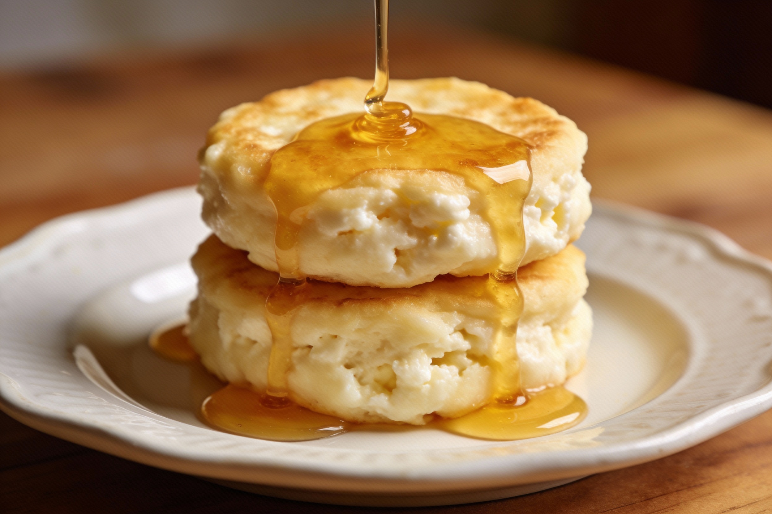 Fluffy Cottage Cheese Pancakes with Honey