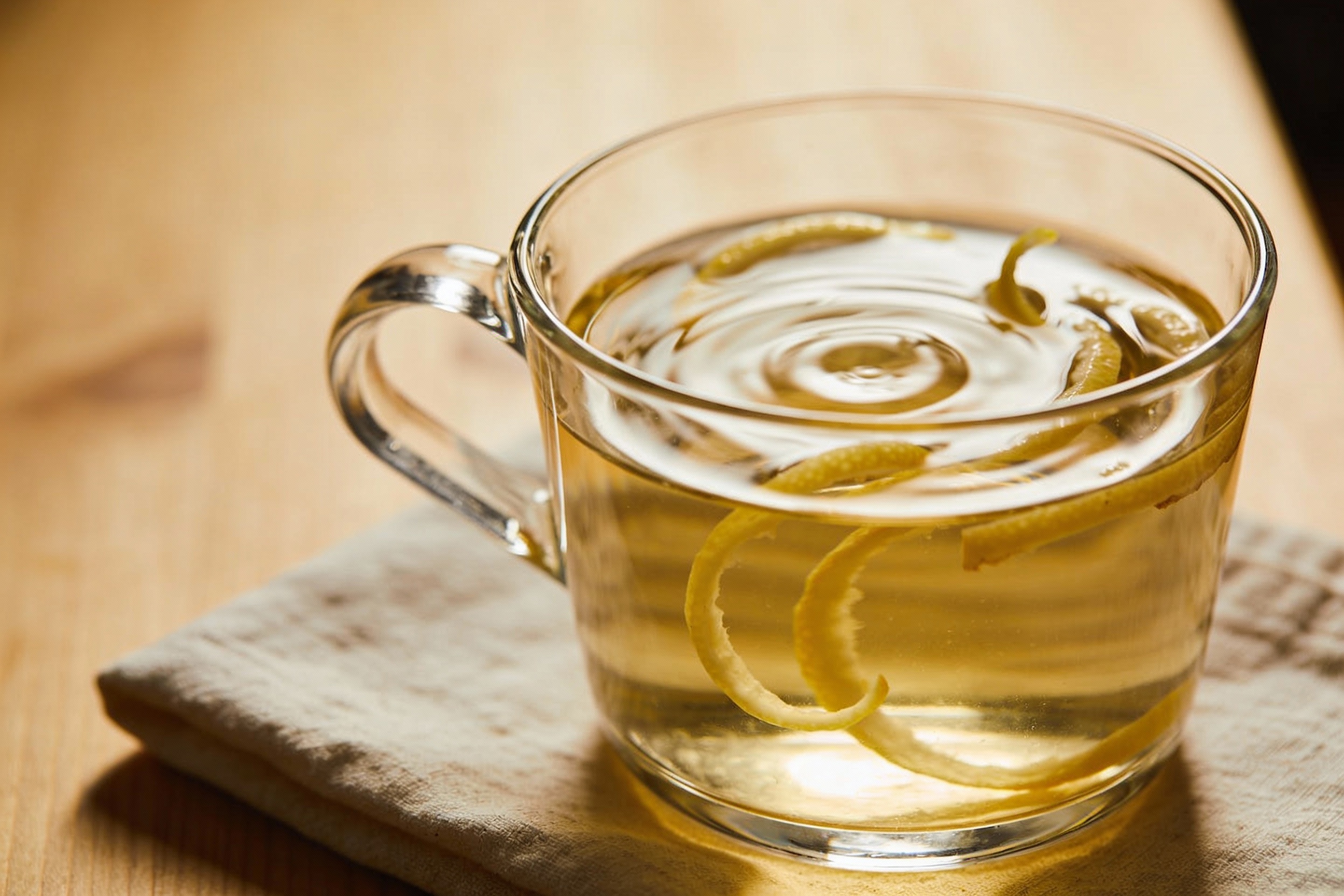 Warm Ginger Water with Lemon Peel