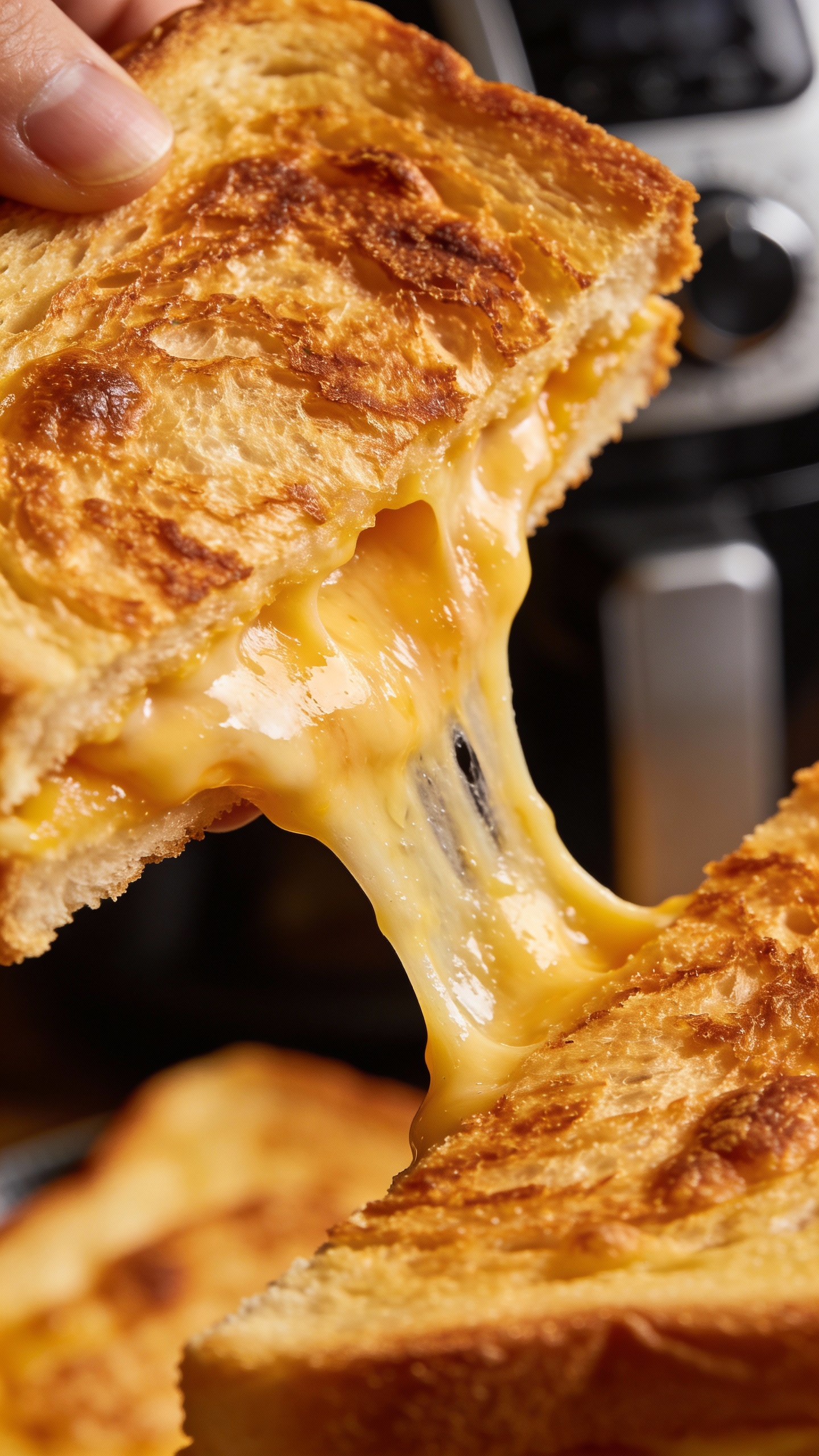 air fryer grilled cheese, golden crust, gooey center, close-up