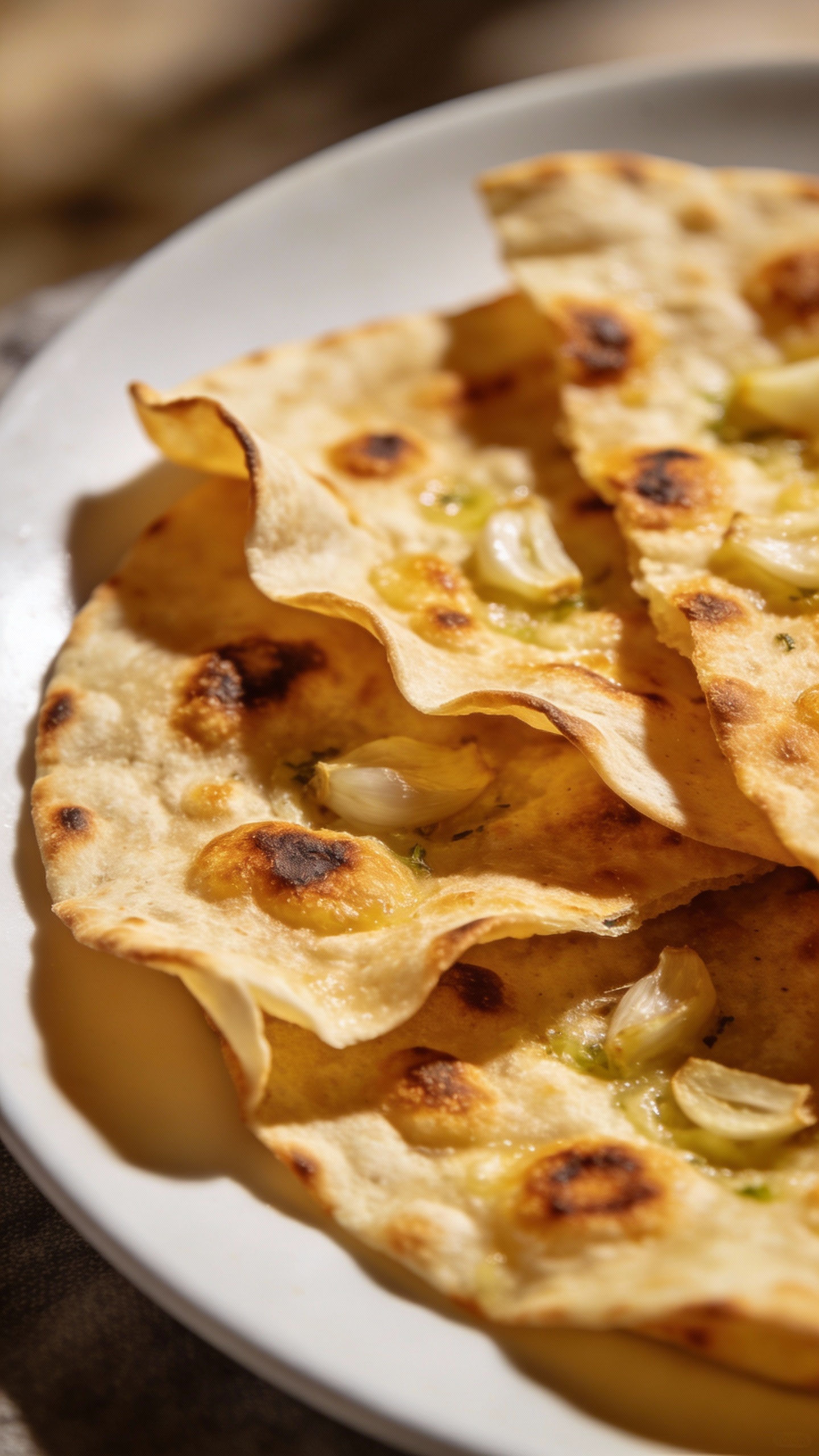 Crispy air-fried tortilla garlic bread on white plate