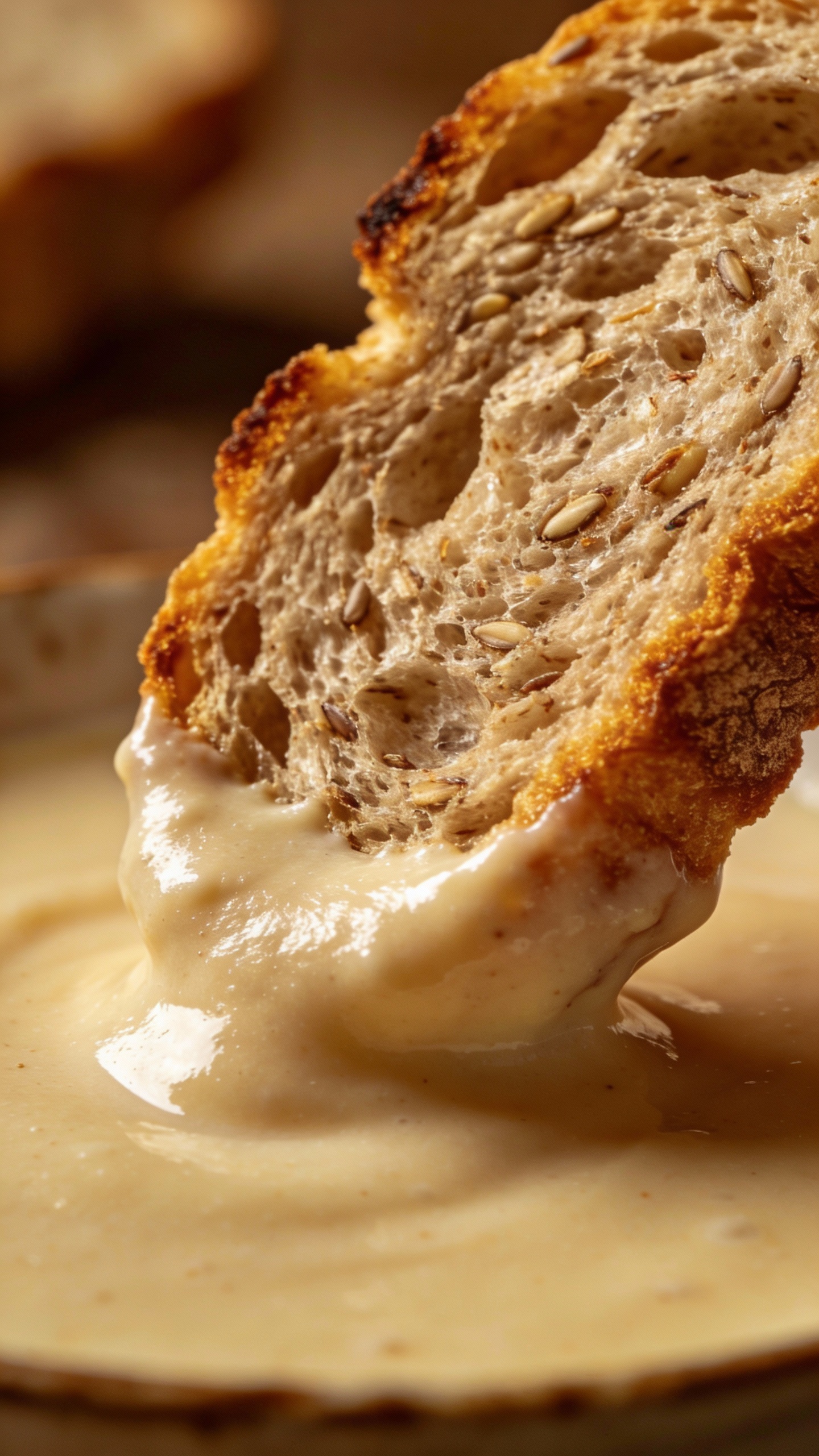 Sliced high-fiber bread dipped in protein custard