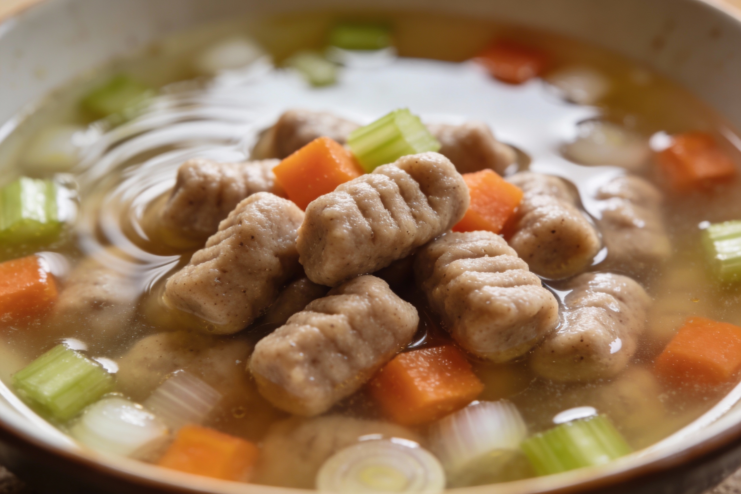 Soft Whole Wheat Gnocchi & Veg Broth