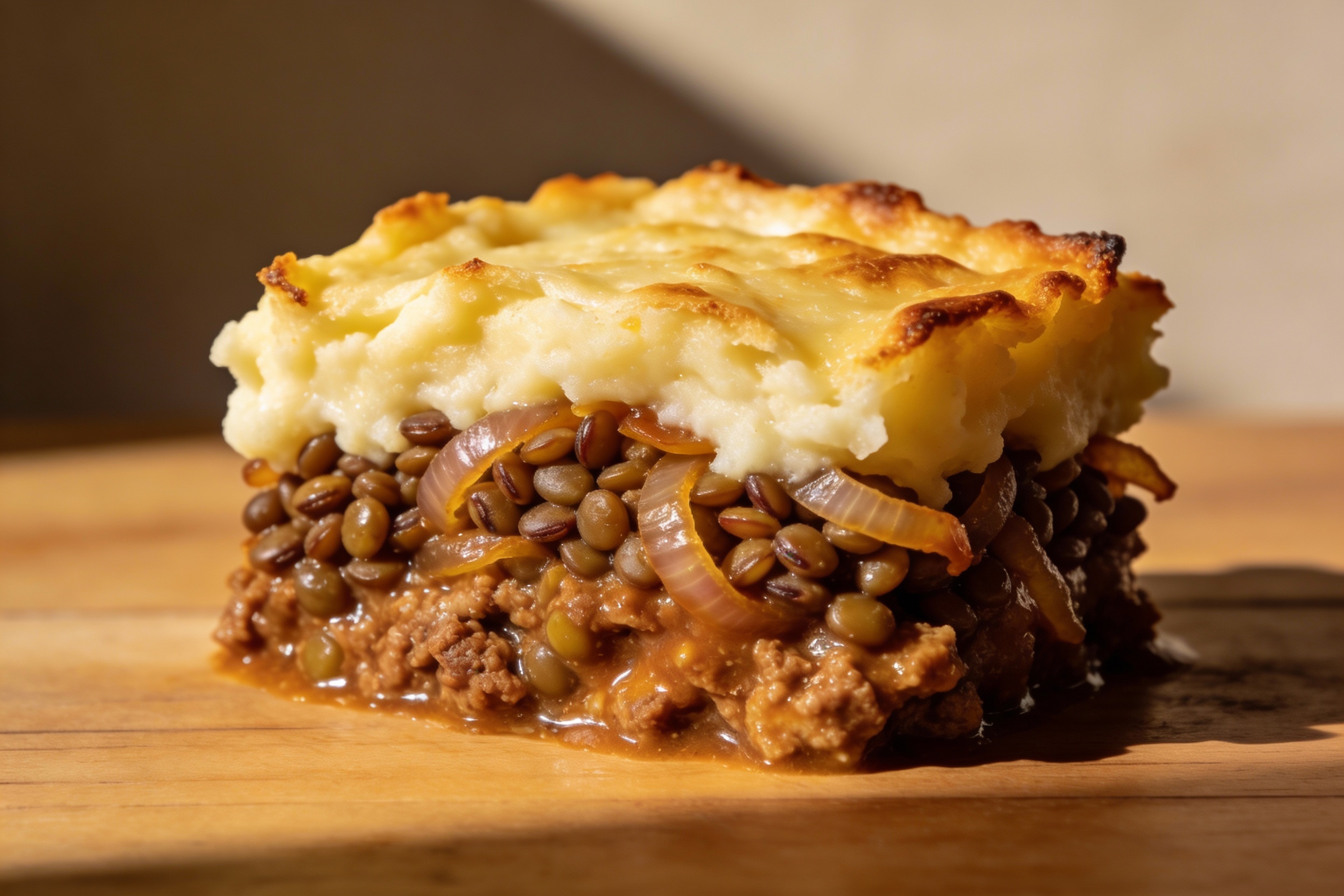 Hearty Lentil and Onion Shepherds Pie Delight