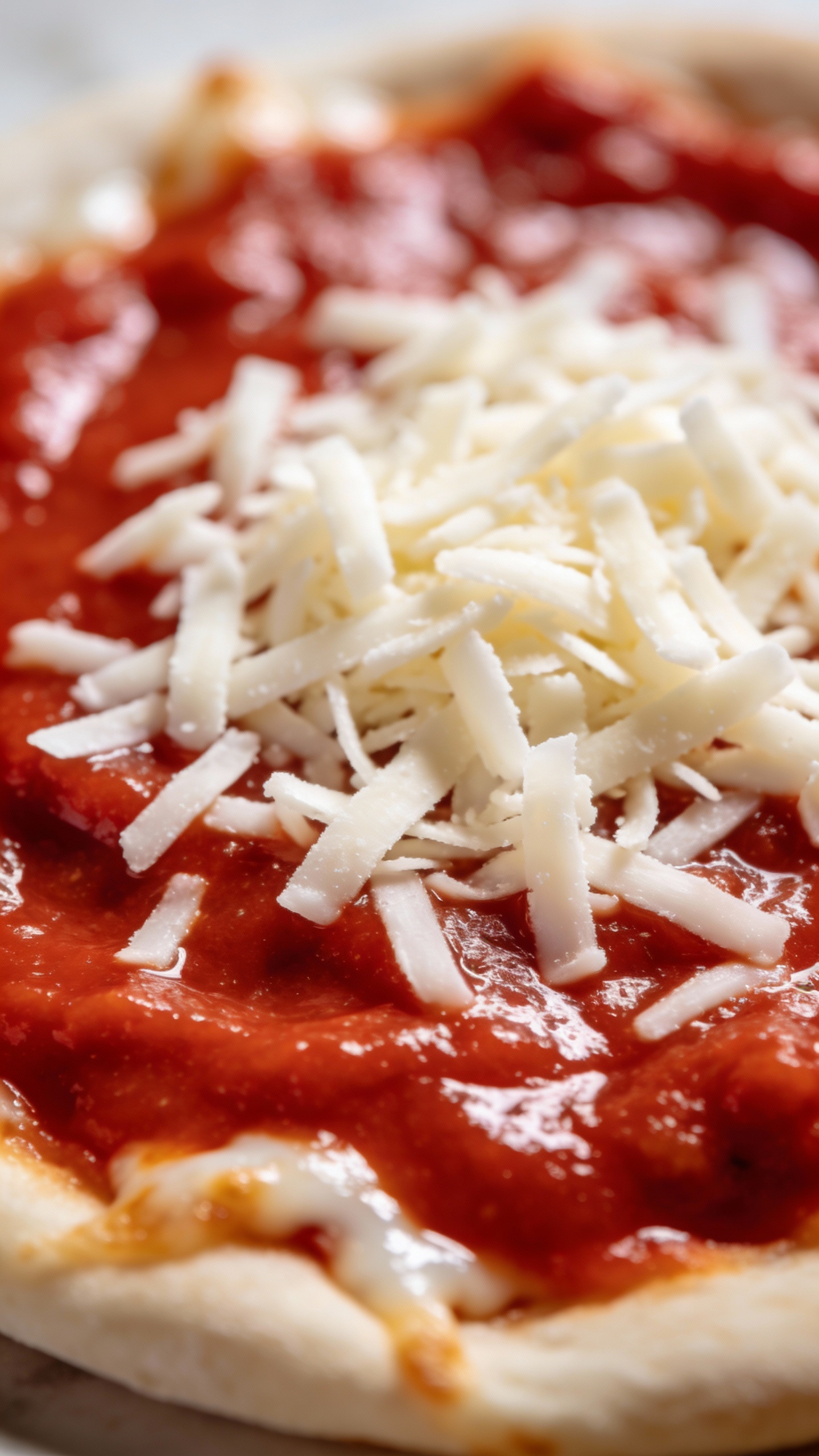 no-sugar marinara and part-skim mozzarella topping close-up