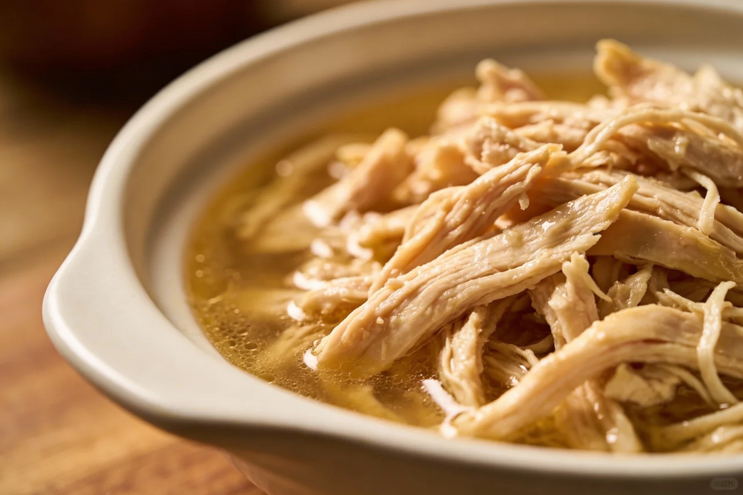 Slow-Cooked Shredded Chicken with Light Gravy