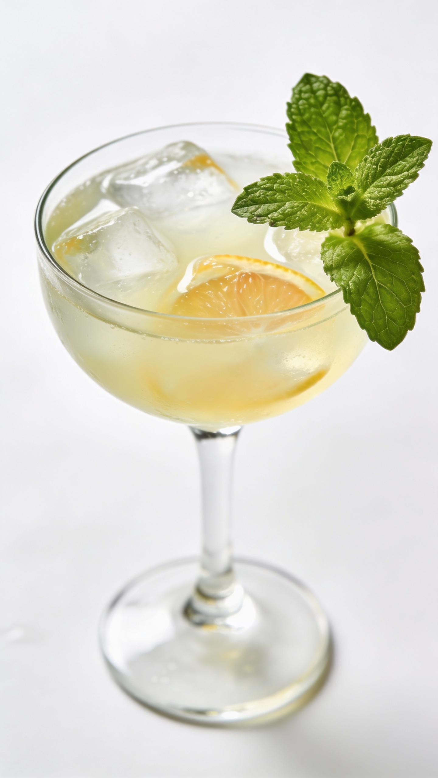 White grapefruit gimlet with mint, studio lighting