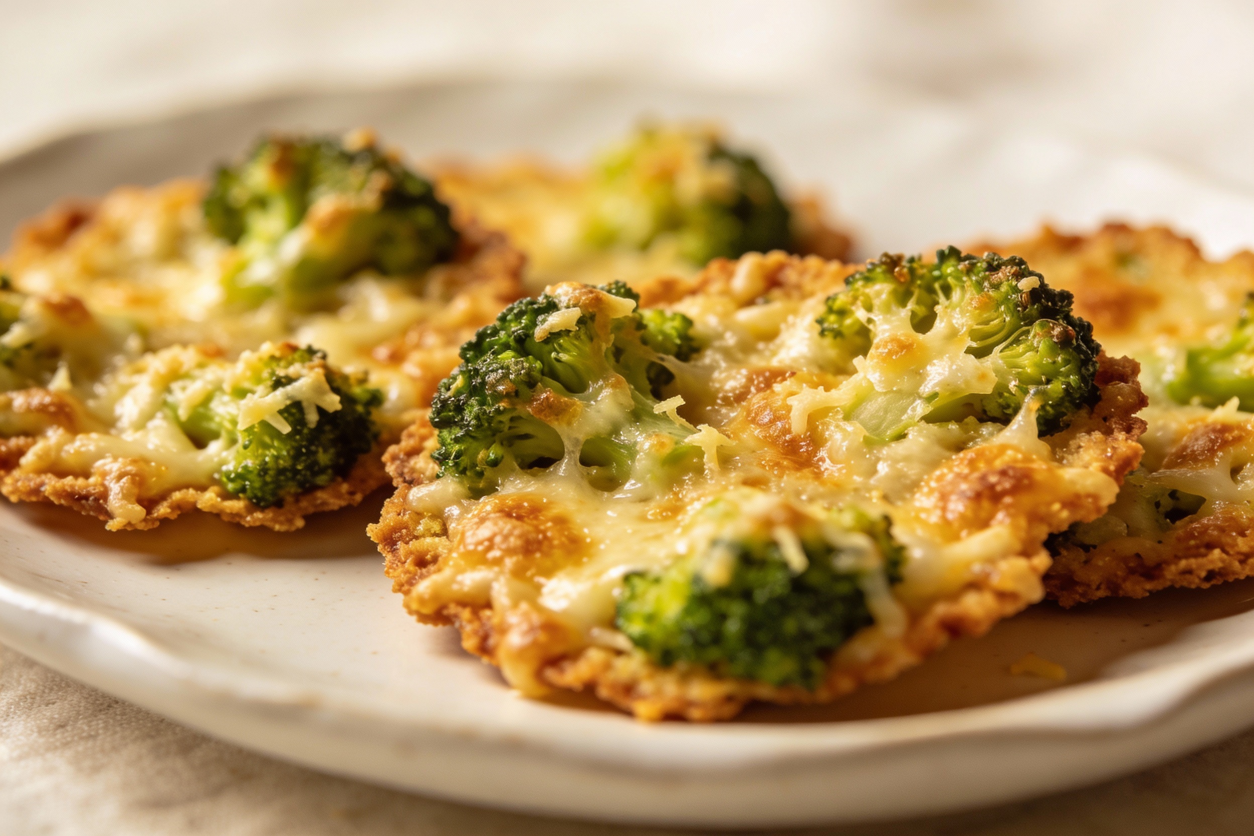 Broccoli parmesan crisps with cheese