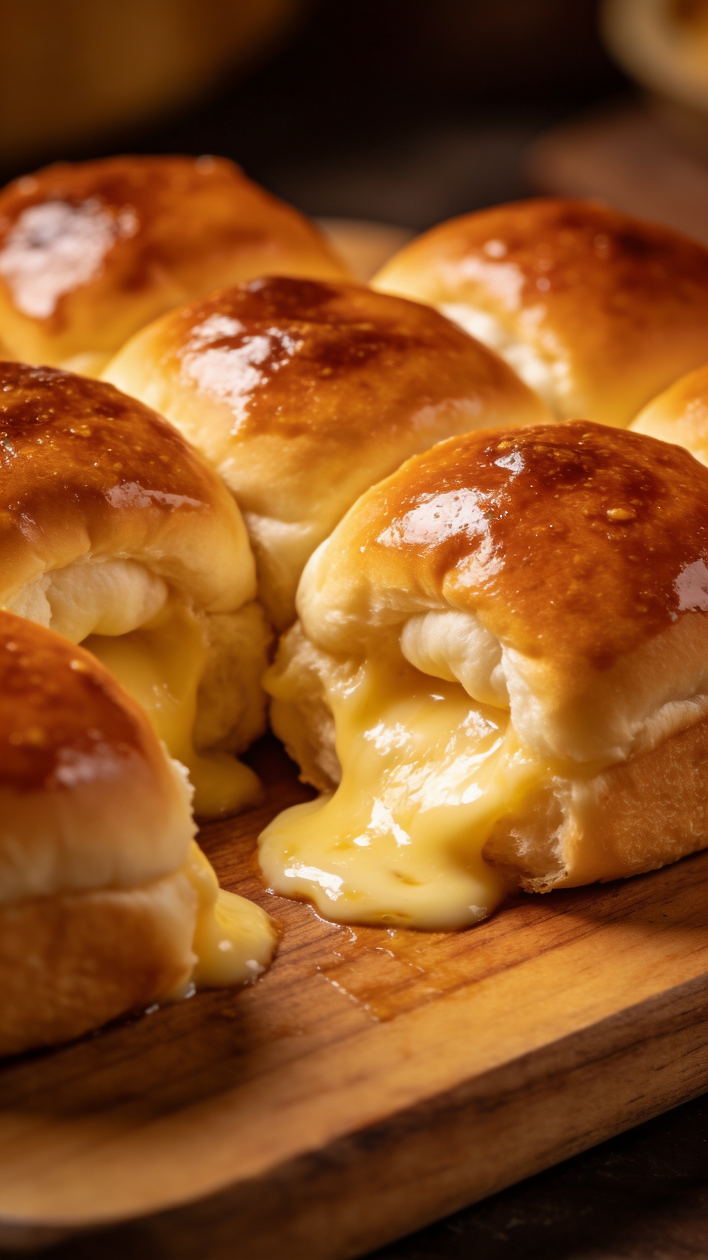 Caramelized tops, pillowy centers Hawaiian rolls, cheese oozing
