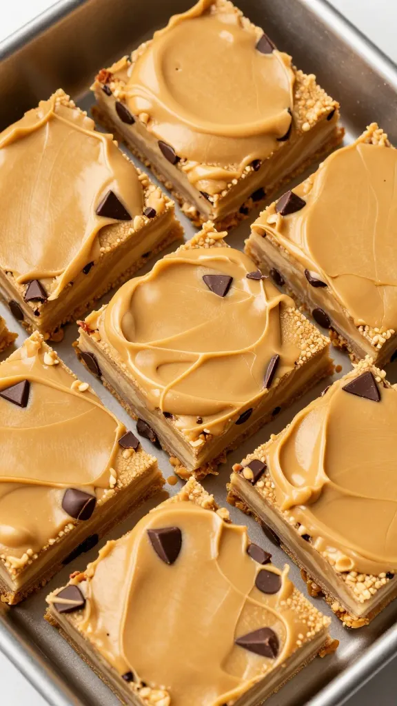 Travel Solo As A Women All Across The Globe!!! Overhead pan of chilled peanut butter bars, sharp chocolate snap