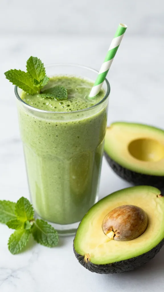 Travel Solo As A Women All Across The Globe!!! Smoothie beside fresh mint and avocado halves on marble surface