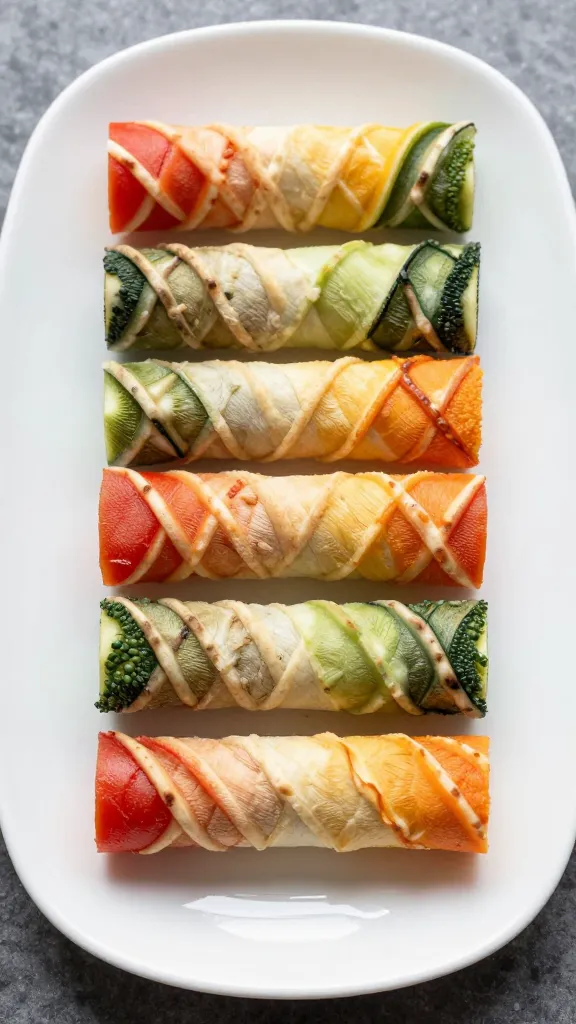 Travel Solo As A Women All Across The Globe!!! rainbow veggie pinwheels on white platter, overhead