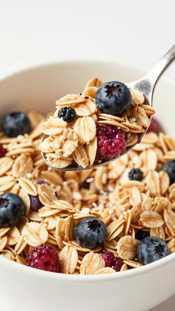 Travel Solo As A Women All Across The Globe!!! Spoon lifting fiber-packed berry oats over white bowl