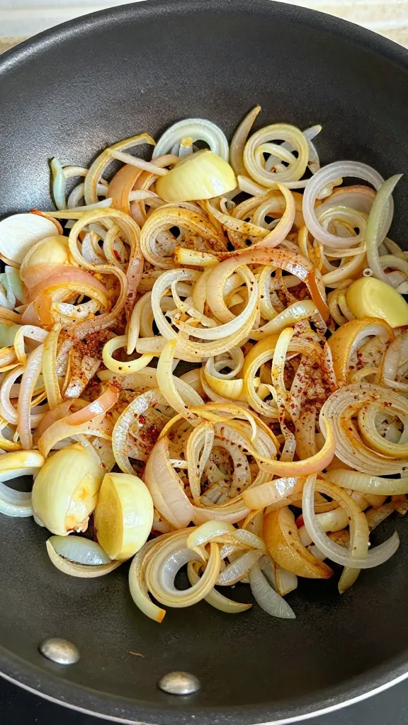 Travel Solo As A Women All Across The Globe!!! sautéed onions garlic ginger with spices in skillet, overhead