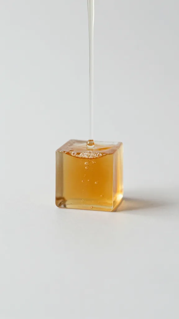 bouillon cube dissolving in hot water, minimal kitchen backdrop