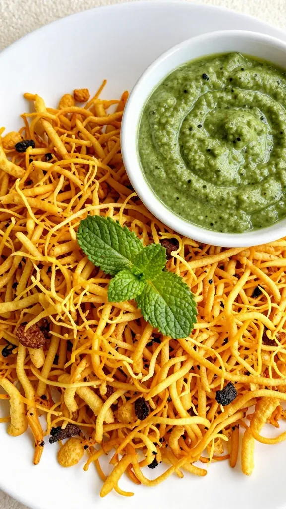 crispy aloo chaat with tamarind and mint chutney