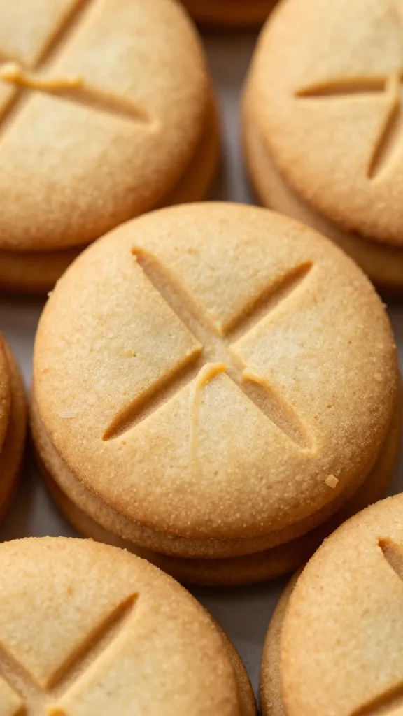 close-up crisscross fork marks on peanut butter cookies