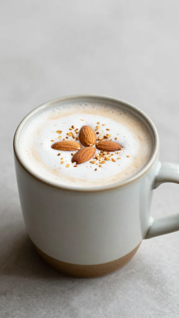 Vanilla almond rooibos latte in a ceramic mug