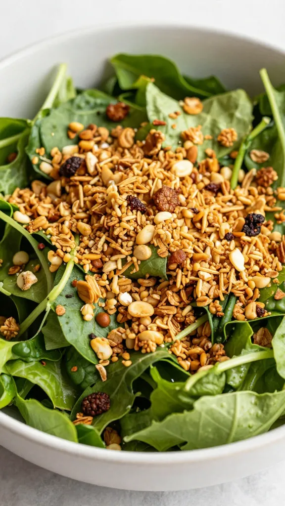 Travel Solo As A Women All Across The Globe!!! crumbled granola topping over green salad bowl