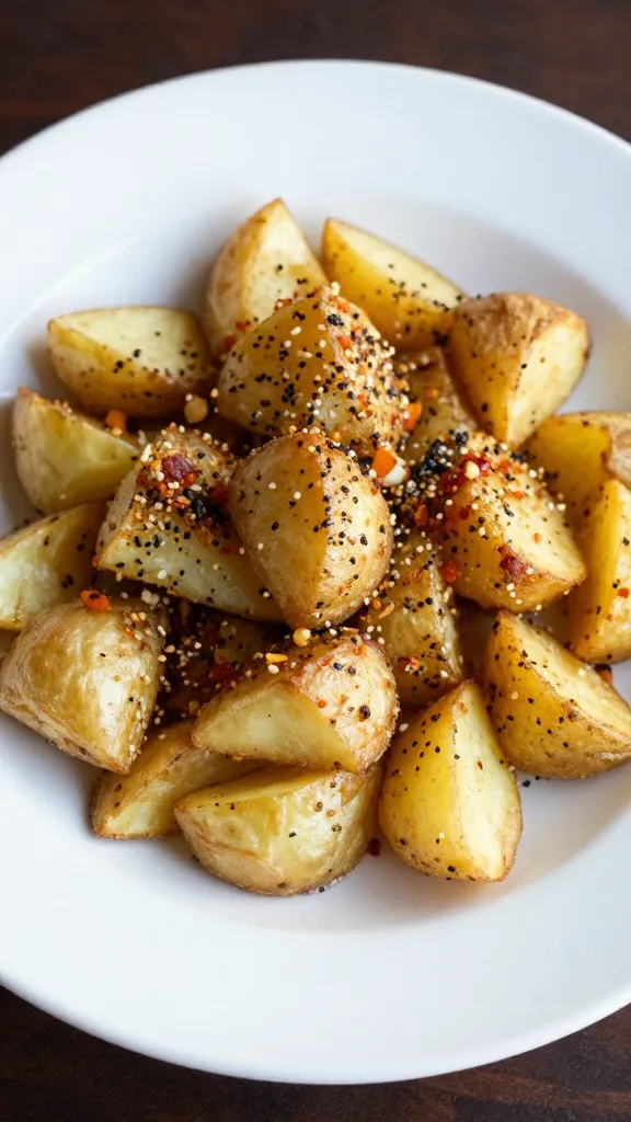Crispy smashed potato bowl with toppings on a white plate