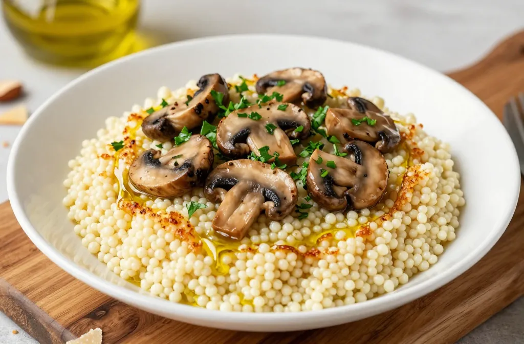 Toasted Couscous & Lemon Butter Mushroom Bowl: Cozy Crunch Magic