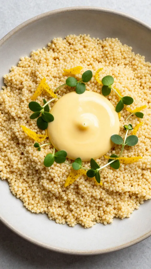 Travel Solo As A Women All Across The Globe!!! Rustic plate of couscous, lemon zest microgreens, shimmery butter sauce