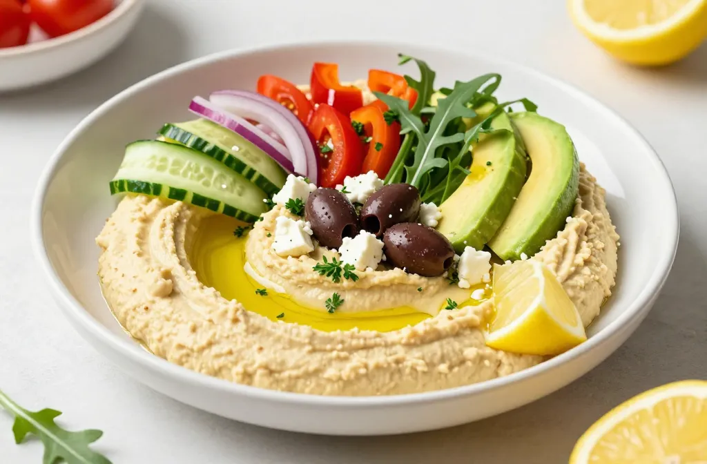 Mediterranean Hummus Bowl with Chickpeas and Fresh Veggies: Bright Bowl