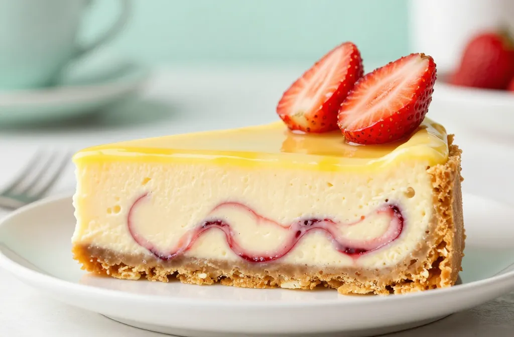 Lemon Strawberry Swirl Cheesecake Recipe: Crowd-Pleaser in Minutes
