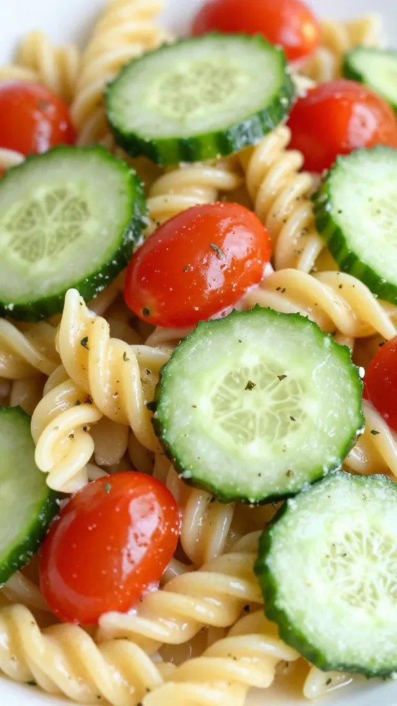 Al dente fusilli with herb-dressed cream, close-up