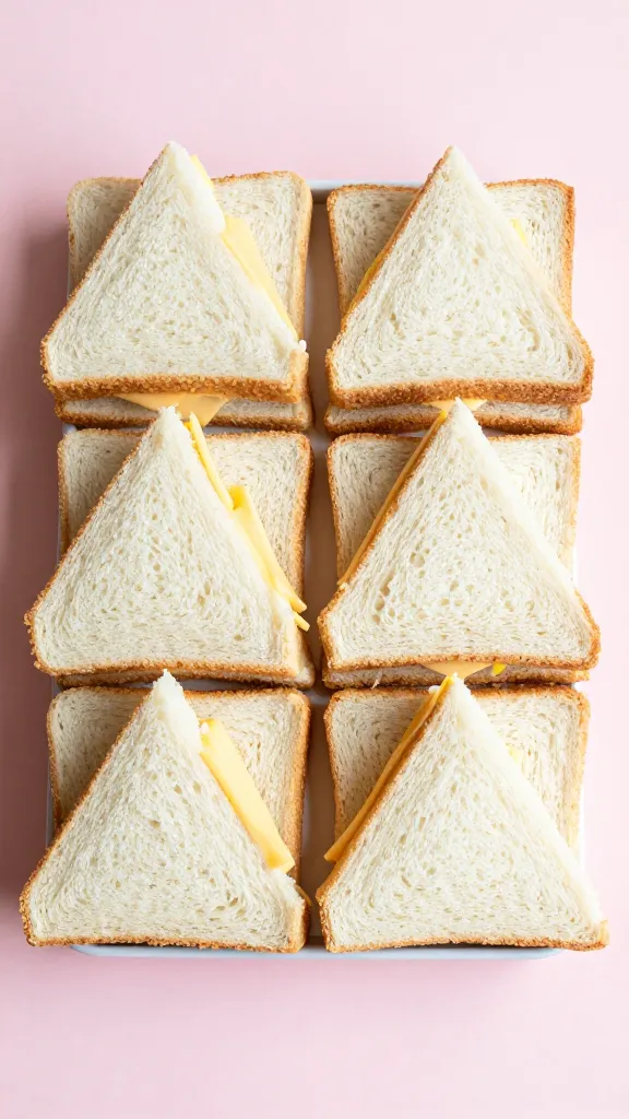 studio shot of elegant brunch setup featuring corn-cheese tea sandwich trio