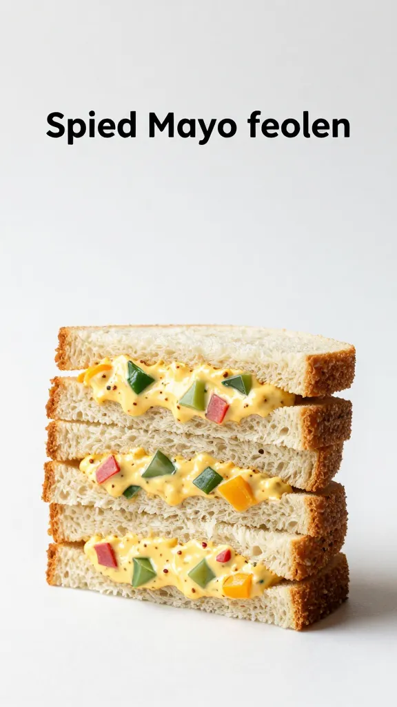 Gourmet platter of bite-sized mayo-spiced veggie sandwiches