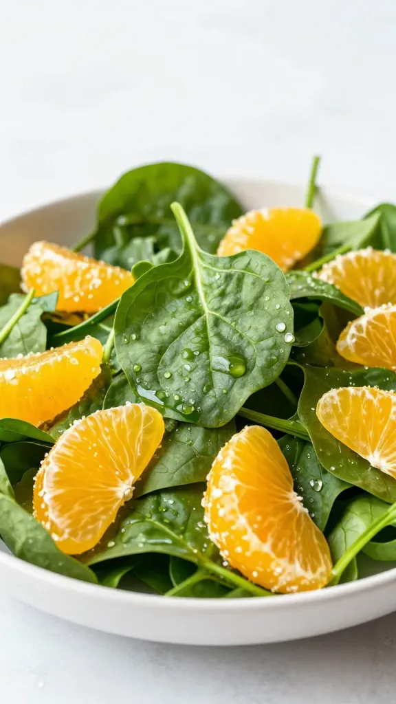 Citrus boost: spinach salad with orange segments