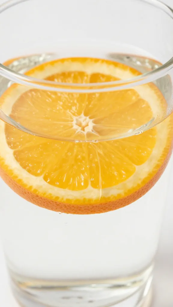 Glass of electrolyte water with sliced citrus close-up