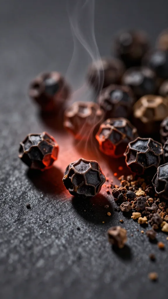sizzling pepper slices in pan, glossy finish close-up