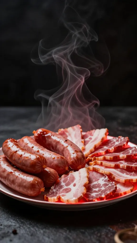 plate of hot wings, steam rising, dark textured surface