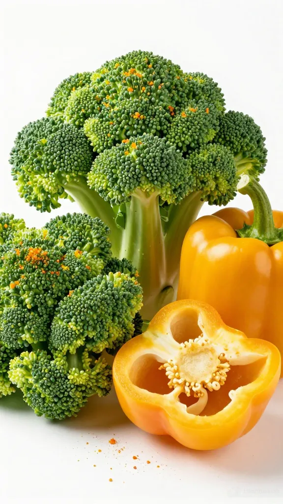 Studio shot: crisp brassica and squash mix with paprika dust