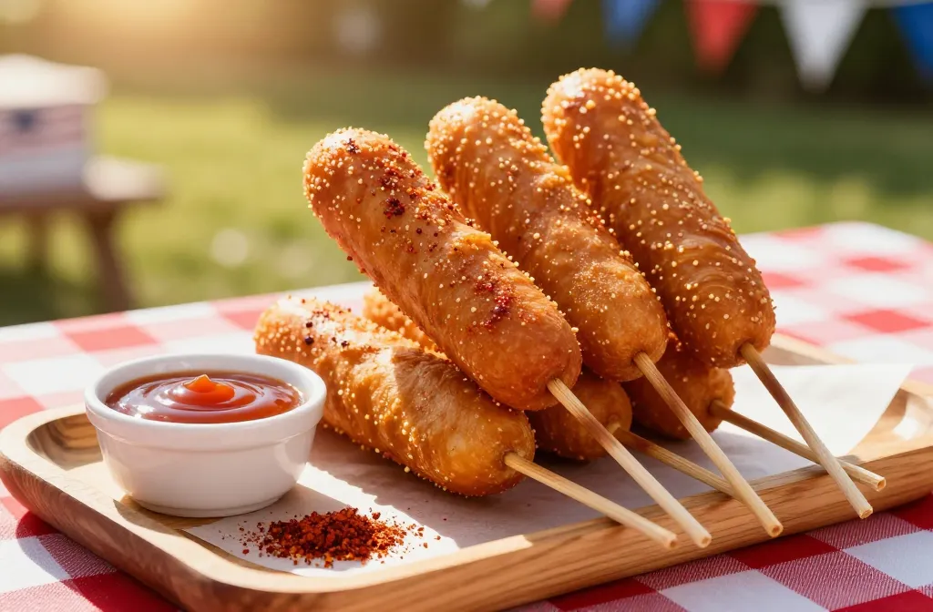 Gluten-Free Air Fryer Corn Dogs (4th of July) Crispy Crunch Edition