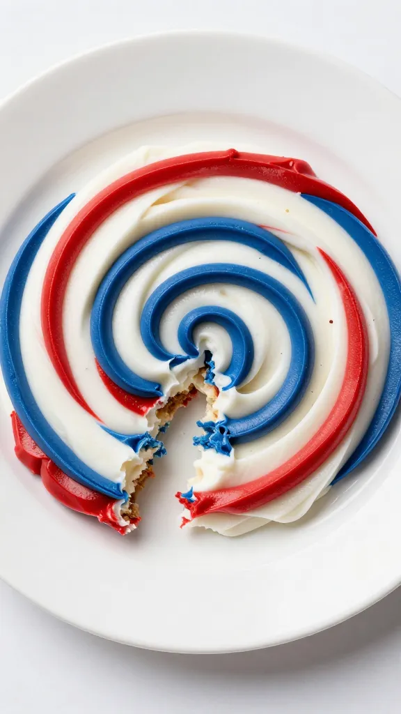 Patriotic plate: bites swirled red white blue frosting