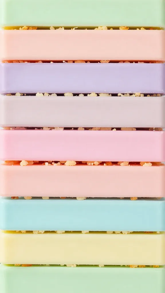 pastel backdrop, bars sliced, crumble topping visible, high detail