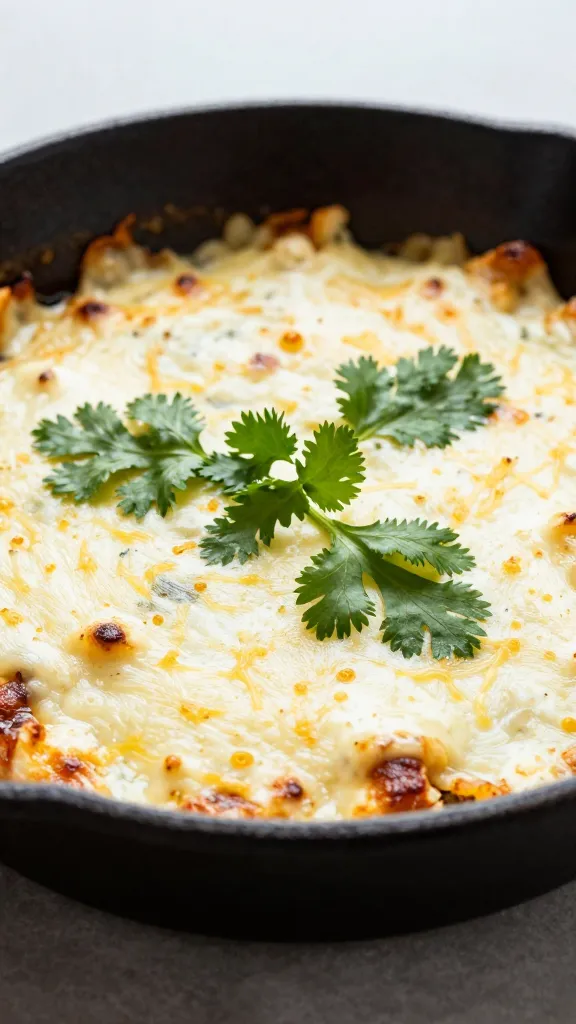 Skillet edges crackling, melted cheese oozing, cilantro garnish