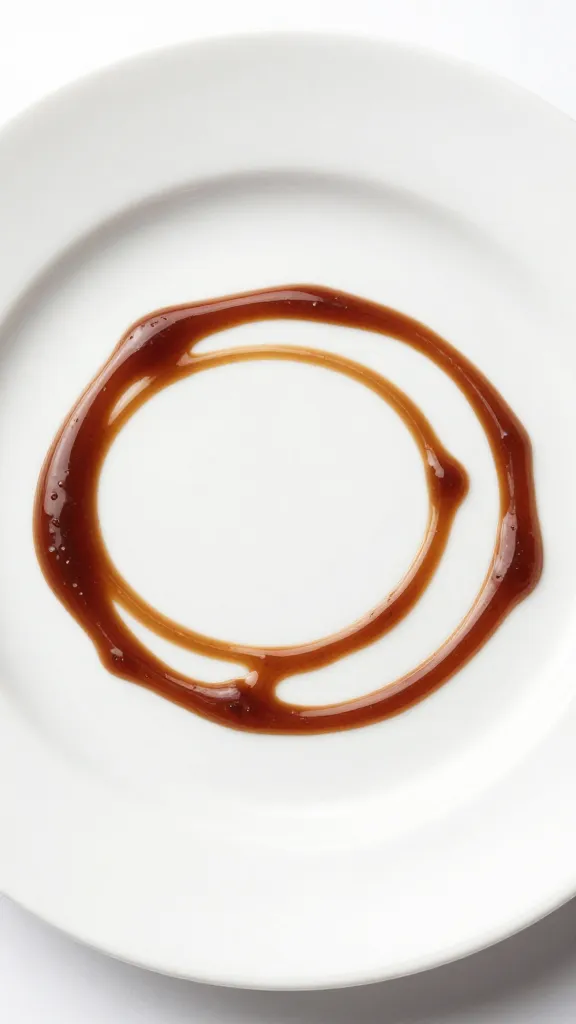 minimal white plate, sauce swirls and drizzle pattern